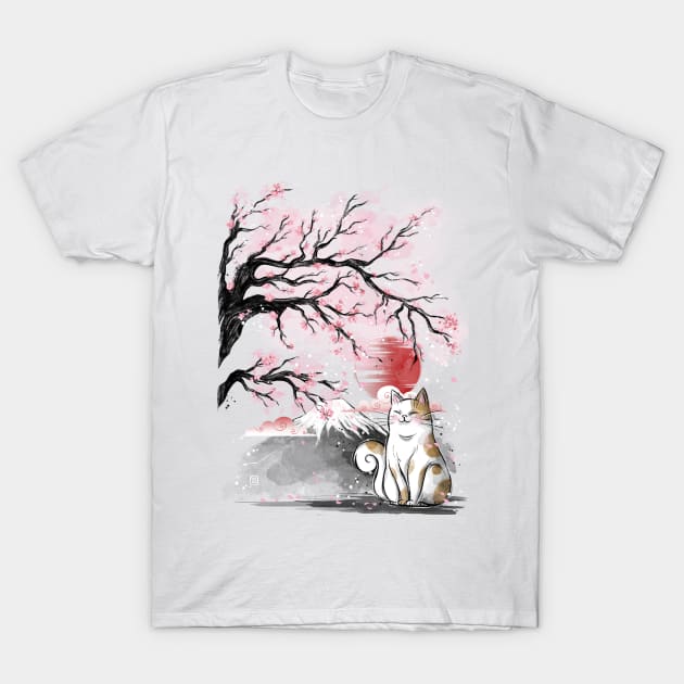 Sakura cat T-Shirt by Daisyart_lab